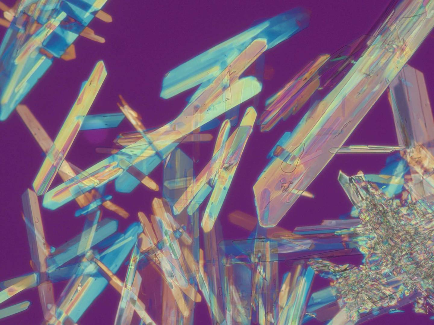 Microscopic view of long crystals forms
