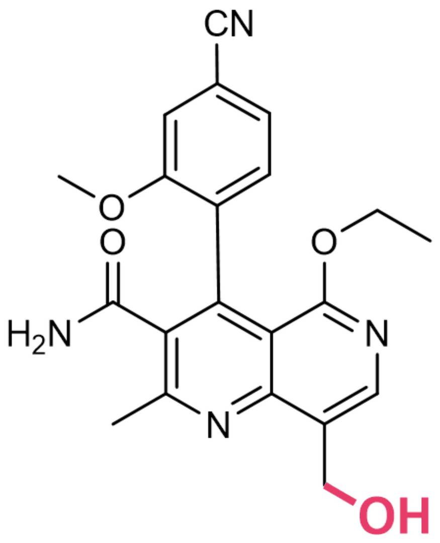 A visual representation of metabolite produced by the action of Streptomyces griseochromogenes on the HIF-PH inhibitor Molidustat