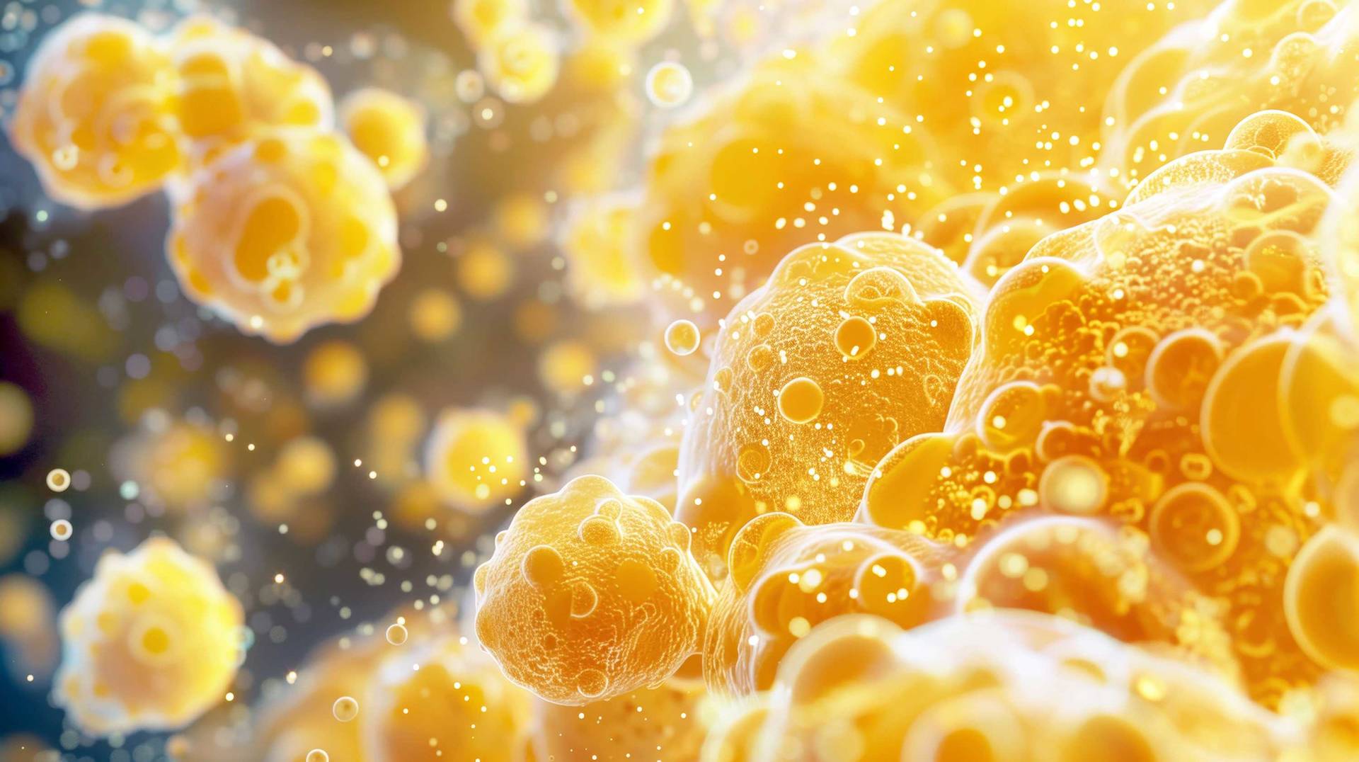 Human fat body tissue under microscope illustration