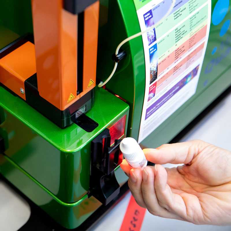 Detail of MACS Quant Flow Cytometer in action