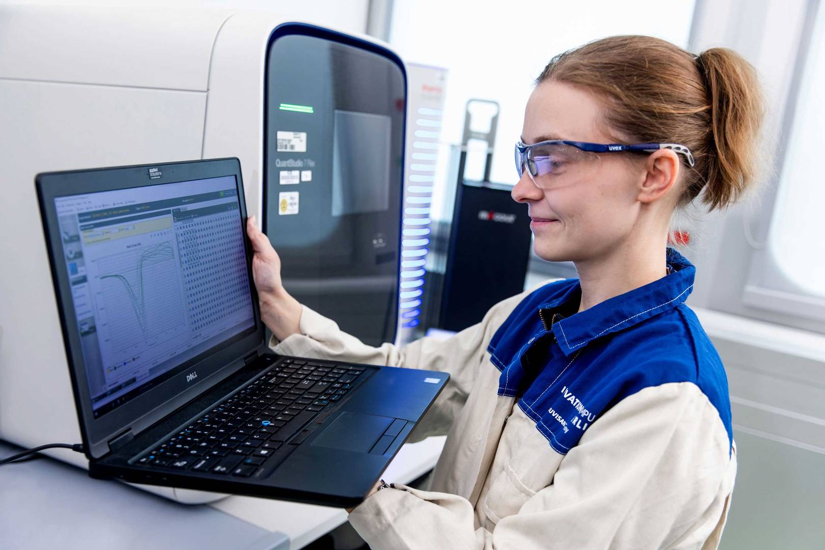 Scientist verifying DSF data in the laboratory 