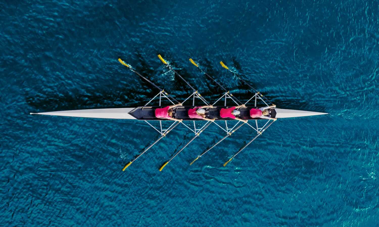 group pedaling kayak